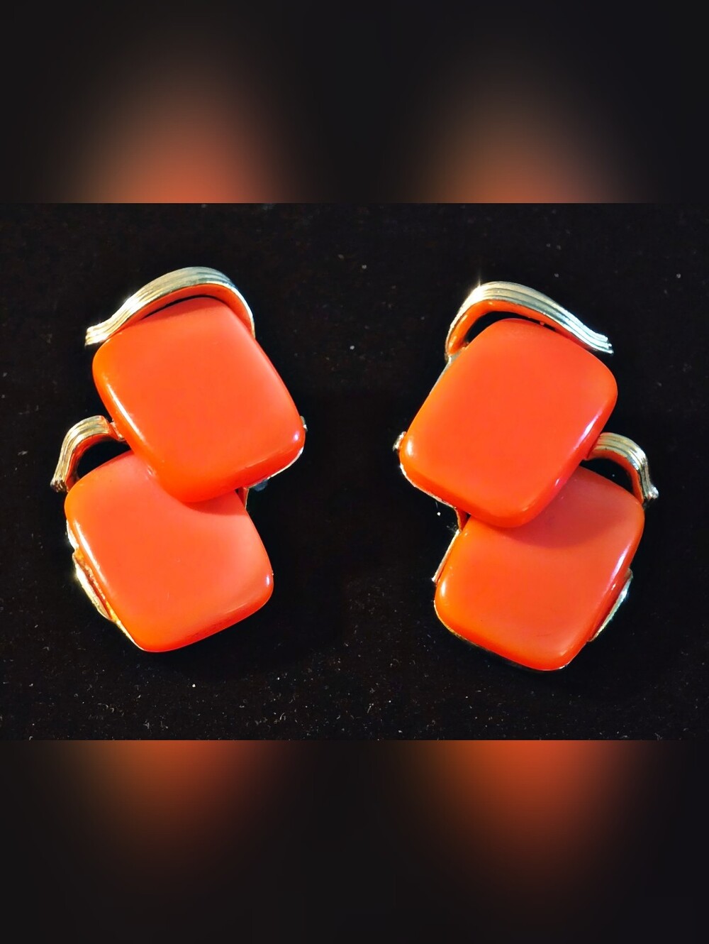 Lisner Bold Orange Geometric Clip-On Earrings - Women Accessories